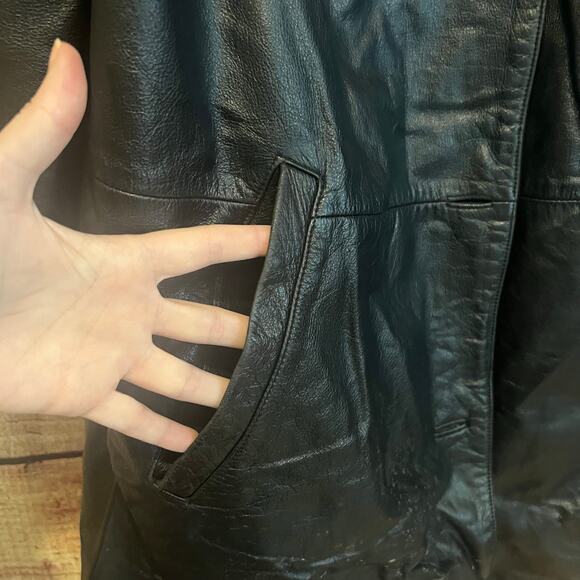 Vintage Preston & York Genuine Leather Jacket Motorcycle Womens 1X Black Button - Picture 3 of 7